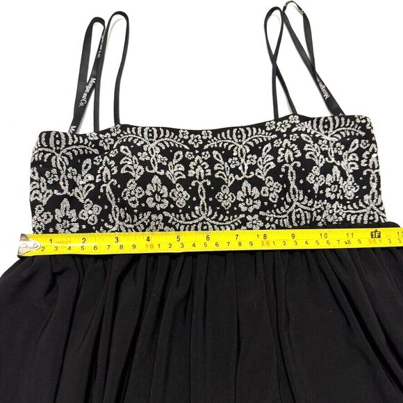 Morgan & Co. Jr. Sz 3/4 Spaghetti Strap Black Silver Glitter Lining Mini Dress - Picture 12 of 15
